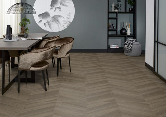 Floorlife - Yup Fulham Chevron - Hongaarse Punt - 6613161519 - Brown - Dryback