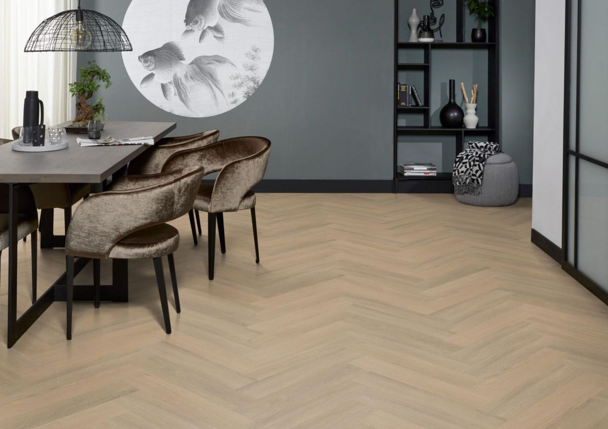 Floorlife - Yup Sutton Herringbone - 9030150419 - Warm Beige - Dryback