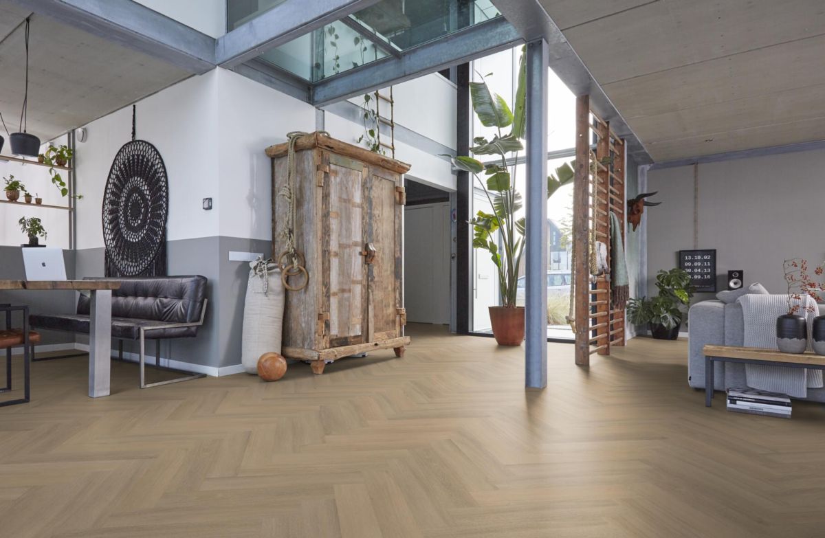 Floorlife - Yup Sutton Herringbone - 9030150419 - Warm Beige - Dryback