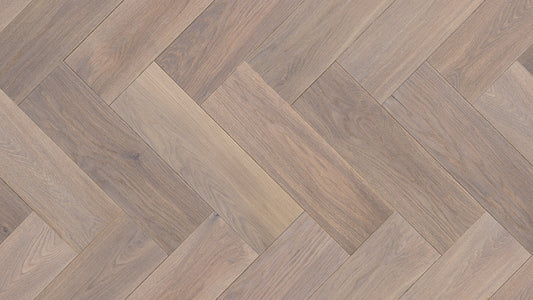 Floer - Gerookt + Geborsteld + Wit Geolied - FLR-4015 - Visgraat Rustiek Eiken Multiplank